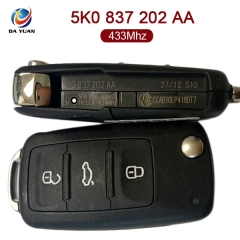 AK001080 for VW Flip Remote Key 3 Button 433MHz ID48 5K0 837 202 AA