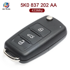 AK001080 for VW Flip Remote Key 3 Button 433MHz ID48 5K0 837 202 AA