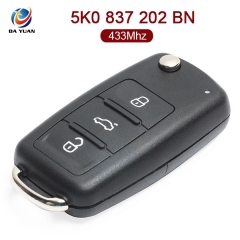 AK001082 for VW Flip Remote Key Keyless 3 Button 433MHz 5K0 837 202 BN