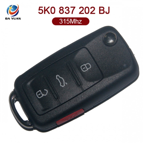 AK001081 for VW Flip Remote Key 3+1 Button 315MHz ID48 5K0 837 202 BJ