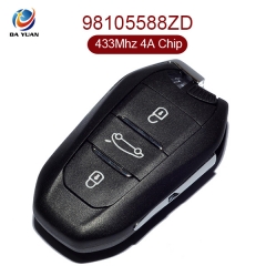 AK009038 for Peugeot 3008 5008 2017 Smart Keyless Go 3 Button 433MHz 4A Chip 98105588ZD