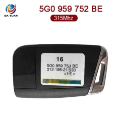 AK001087 for VW Golf Polo Touran Etc Flip Remote Key Fob 3+1 Button 315MHz ID48 5G0 959 752 BE Keyless Go