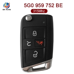 AK001087 for VW Golf Polo Touran Etc Flip Remote Key Fob 3+1 Button 315MHz ID48 5G0 959 752 BE Keyless Go