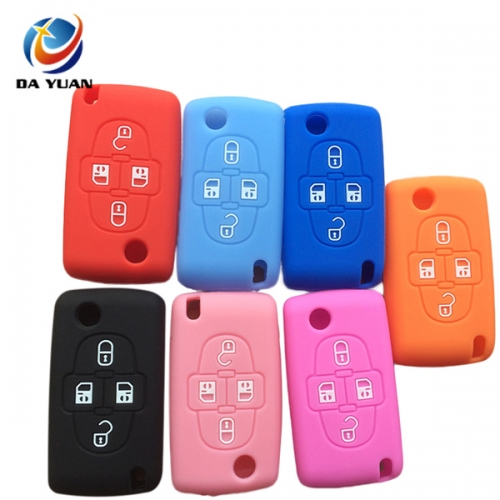 AS061012 Silicone Rubber Car Key Cover For Citroen  4 Buttons Remote Key