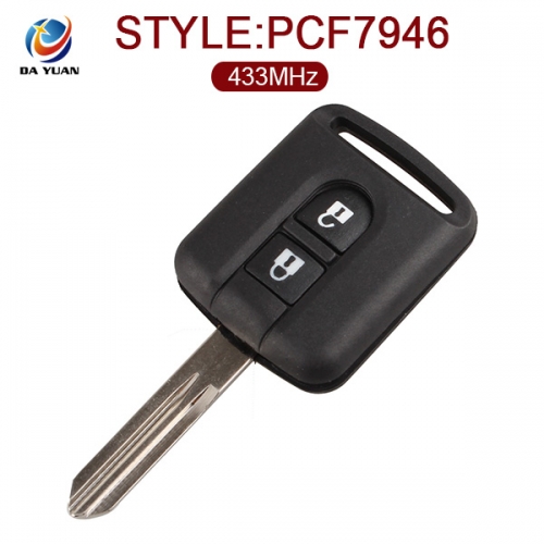 AK027017 for Nissan Micra Note Navara Qashqai Remote key 2 Button 433MHz PCF7946 28268-AX61A / 28268-AX600