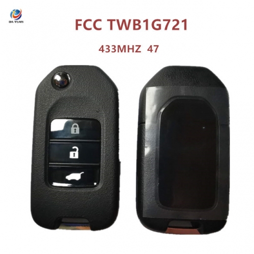 AK003129  ORIGINAL Flip Key for Honda 3Buttons 433MHz Transponder HITAG 3 Model TOAK1 FCCID TWB1G721