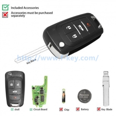 AK067034 XNBU01EN Wireless Remote Key Buick Flip 4 Buttons English 5pcs/lot