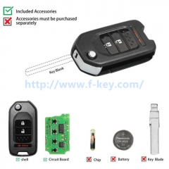 AK067035 XKHO02EN Wire Remote Key Honda Flip 2+1 Buttons English 5pcs/lot