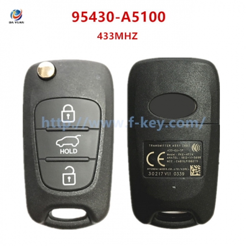 AK020140 Genuine Hyundai i30 3 Buttons Flip Remote Key 2012+ 433MHZ 4D60 Chip RKE-4F04(GD) 95430 A5100