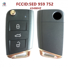AK001130 Original 3 Buttons 434 MHz MQB Type Flip Remote Key for Skoda Octavia 2012-2018 - 5ED 959 752