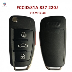 AK008078 2013-2017 Audi A3 Q2L Q3 / 4-Button Flip Key Keyless go / PN: 81A 837 220J / NBGFS12P71 - MQB