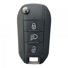 AK009043 For Peugeot Flip Key 3 Button Lamp 433MHz 4A HITAG AES Chip With HU83 Key Blade