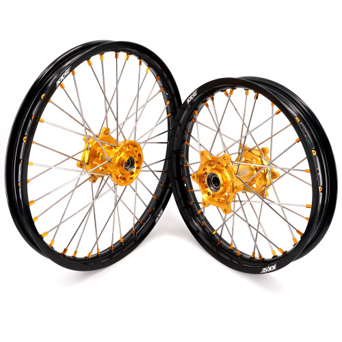 KKE 21/18 Enduro Dirt Bike Wheels fit Suzuki DRZ400S 2000-2025 DRZ400E 2007 DRZ400S 2004 Gold Hubs/ Gold Nuts