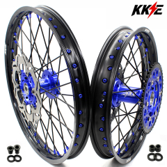 KKE 21/18 Enduro Dirt Bike Wheels fit Suzuki DRZ400S 2000-2025 DRZ400E 2007 DRZ400S 2004 Blue Hubs/ Black Spokes