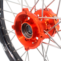 KKE 19/16 Kid's Dirt Bike Wheels Rims Compatible with KTM 85 SX 2021-2024 Orange Hubs/Silver Nipples