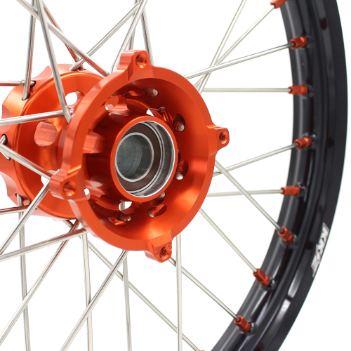 KKE 19/16 Kid's Dirt Bike Wheels Rims Compatible with KTM 85 SX 2021-2024 / Husqvarna TC 85 2021 - 2024 / Gas Gas MC 85 2021 - 2024 Orange Nipples