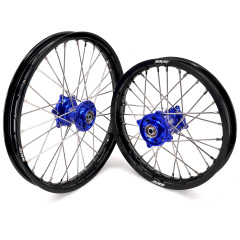 KKE19/16 Kid's Dirt Bike Big Wheels for Kawasaki KX80 93-2000/ KX85 2000-2025/ KX100 KX112 Blue Hub/ Silver Nipples
