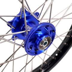 KKE19/16 Kid's Dirt Bike Big Wheels for Kawasaki KX80 93-2000/ KX85 2000-2025/ KX100 KX112 Blue Hub/ Silver Nipples