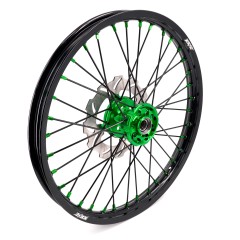 KKE 21/19 MX Dirt Bike Wheels Set fit Kawasaki KX250F KX450F 2006-2014/ KX125 KX250 2006-2007 Green Nipples/ Black Spokes