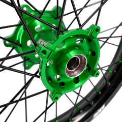 KKE 21/19 MX Dirt Bike Wheels Set fit Kawasaki KX250F KX450F 2006-2014/ KX125 KX250 2006-2007 Green Nipples/ Black Spokes