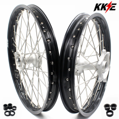 for Honda CRF250R 2004-2013 CRF450R 02-12 -- KKE 21/19 MX Cast Wheels Rims Set Silver Cast Hubs