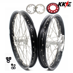for Honda CRF250R 2004-2013 CRF450R 02-12 -- KKE 21/19 MX Cast Wheels Rims Set Silver Cast Hubs
