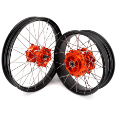 for KTM 1290 / 1090 / 890 / 790 --VMX 21/18 Tubeless Wheels for KTM 1090 Adventure R 2017-2019 / KTM 1290 Adventure 2017-2020 Orange Hub