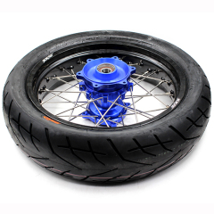 KKE 3.5/4.25*17 Supermoto Wheels Set With CST Tire Fit SUZUKI DR650SE 1996-2021 With Blue Cush Hub