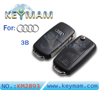 Audi  3 button flip remote key shell