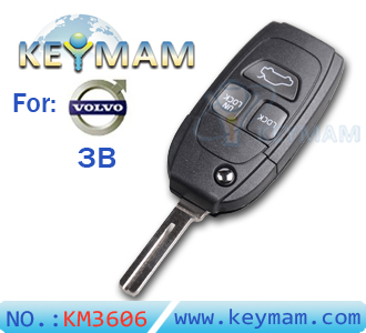Volvo 3 button remote control folding key shell
