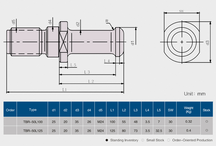 Pull Studs Fit Boring Machine  TBR-50L 100  TBR-50L 125