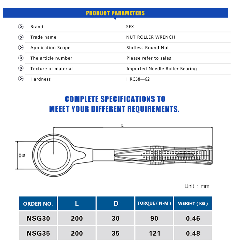 NSG30 Nut Roller Spanner Fits High Speed Slot-less Collet Nuts