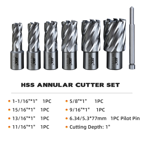 M2AL HSS Annular Cutter Set, 3/4 Weldon Shank