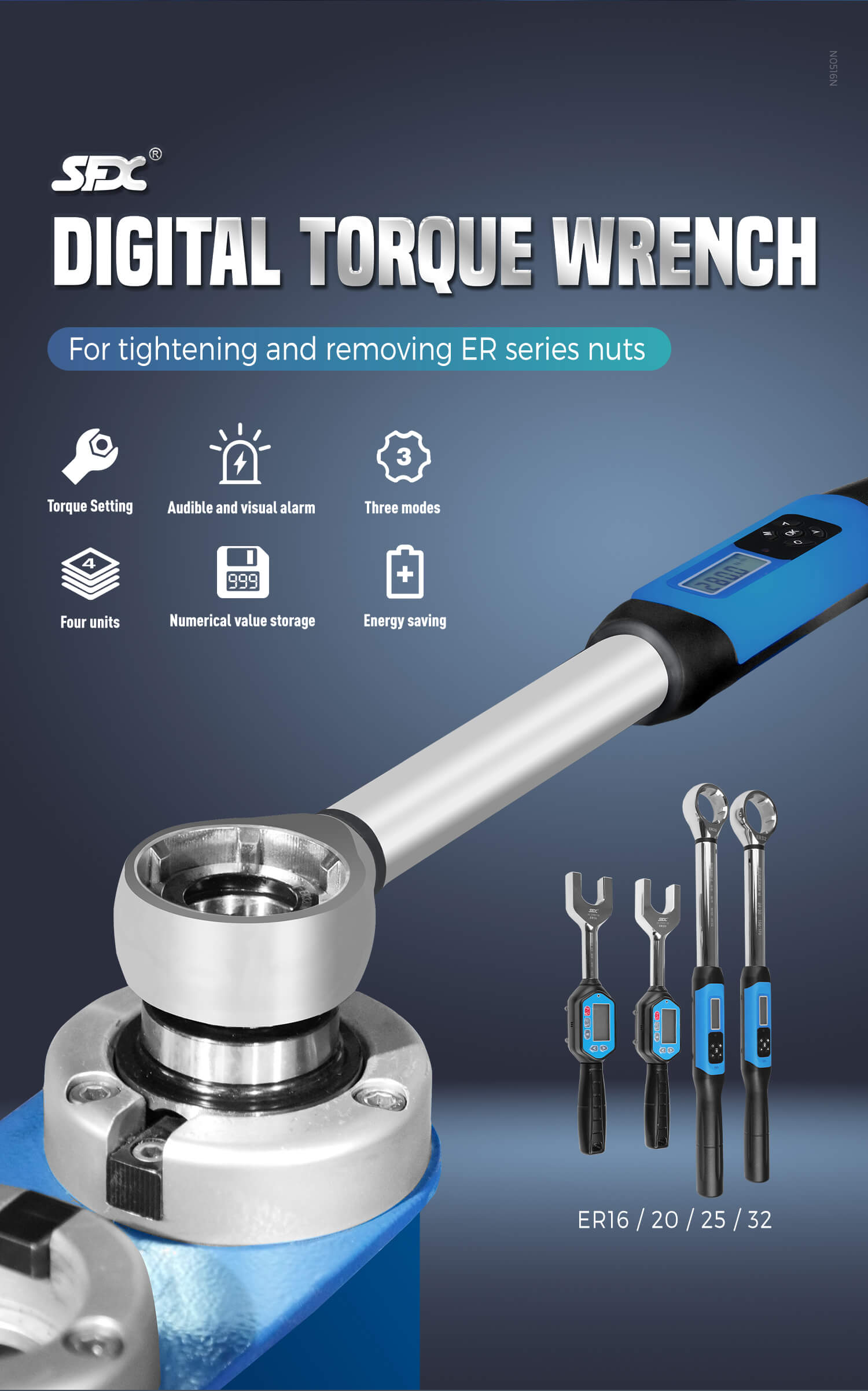ER25 Collet Nuts Torque Wrenches Digital LCD Display 