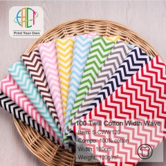 S-CWW120 Twill 100% Cotton Poplin Fabric Width Wave Printed,120gsm,160cm, MOQ=50m