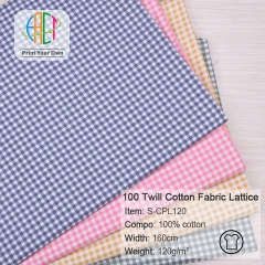 S-CPL120 Twill 100% Cotton Poplin Fabric Lattice Printed,120gsm,160cm，MOQ=50m