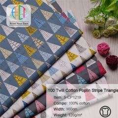 S-CP1219 Twill 100% Cotton Poplin Fabric Triangle Printed,120gsm,160cm，MOQ=50m