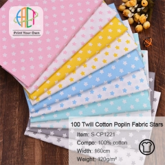 S-CP1221 Twill 100% Cotton Poplin Fabric Star Printed,120gsm,160cm,MOQ=50m