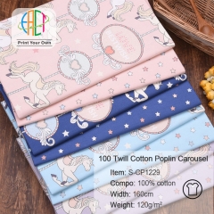 S-CP1229 Twill 100% Cotton Poplin Fabric Printed Carousel,120gsm,160cm,MOQ=50m