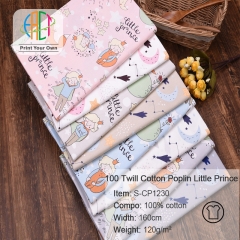 S-CP1230 Twill 100% Cotton Poplin Fabric Printed Little Boy,120gsm,160cm,MOQ=50m