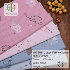 S-CP1246 Twill 100% Cotton Poplin Fabric Printed Clouds,120gsm,160cm,MOQ=50m