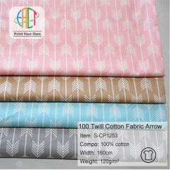 S-CP1253 Twill 100% Cotton Poplin Fabric Printed Arrow,120gsm,160cm,MOQ=50m