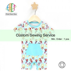 BC010 Custom Sewing Service For Baby Jumpsuit, Short Sleeve Kids Romper Playsuit With Your Own Design