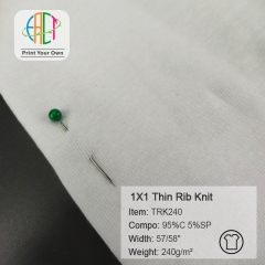 TRK240 Custom Printed Interlock Cotton Lycra Knit Rib Fabric 95%C 5%SP 240GSM