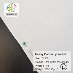 CL250 Custom Printed Heavy Cotton Lycra Knit Fabric 95%C 5%SP, 250gsm