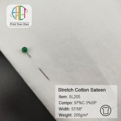 SL205 Wholesale Custom Printed Stretch Cotton Sateen 97%C 3%SP 205gsm