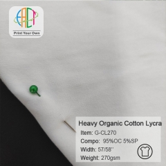 G-CL270 Custom Printed Heavier Organic Cotton Lycra Fabric 95% Organic Cotton 5%Spandex 270gsm