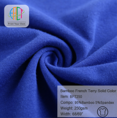 BFT250 Wholesale 95/5 Bamboo Lycra Jersey Knit French Terry Solid Color Fabric Stock 250gsm