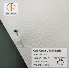 SZ12MD Custom Printed Grid Grain Vinyl Fabric 70% PVC 30% P 770gsm