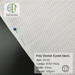SE160 Custom Printed Polyester Stretch Eyelet fabric 95%Polyester 5%Spandex 160 gsm